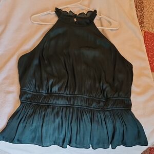 Nine West Green Ruffled Pleated Blouse